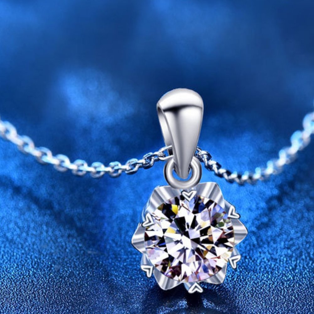 Certified 1ct. t.w. Diamond Moissanite Snowflake Necklace NEW B - Picture 3 of 10